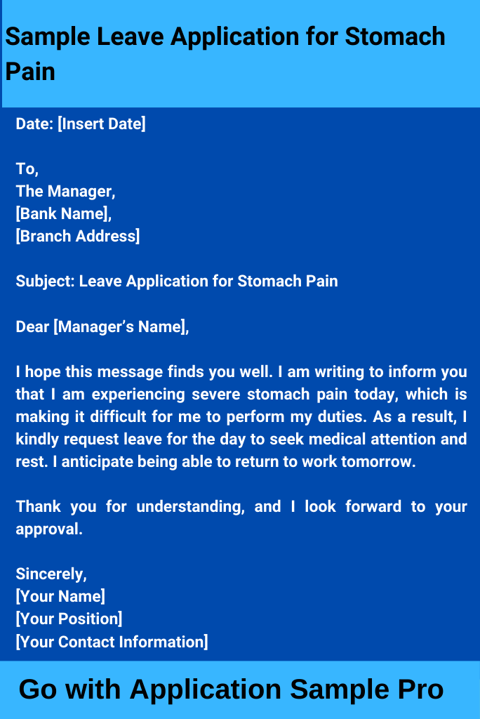 Sample Leave Application for Stomach Pain