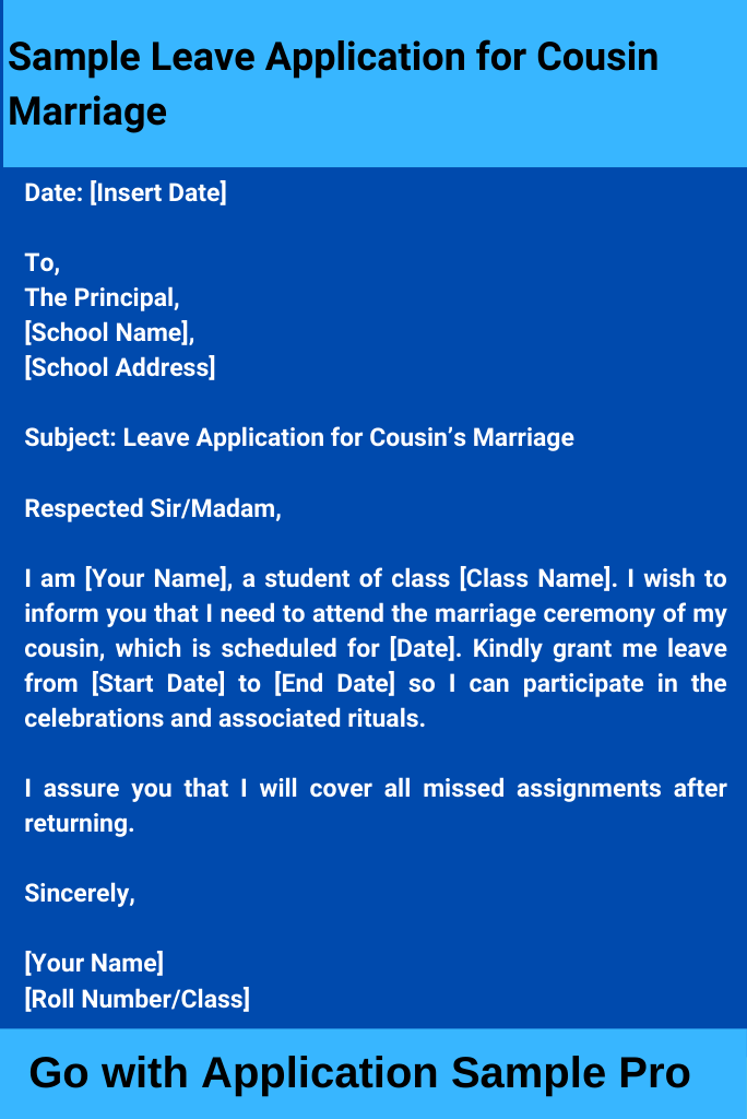 Sample Leave Application for Cousin Marriage