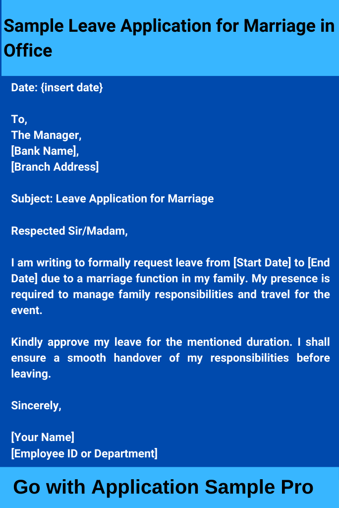 Sample Leave Application for Marriage in Office