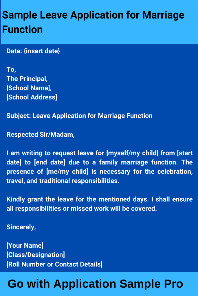 Sample Leave Application for Marriage Function