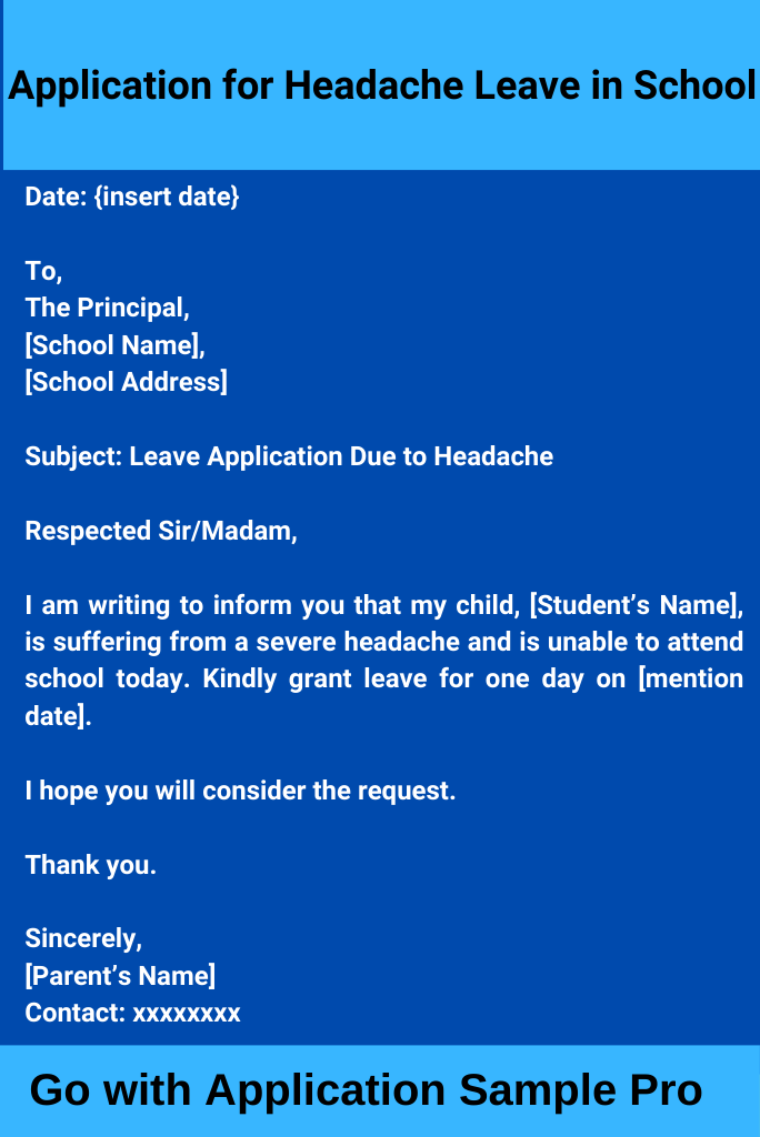 Application for Headache Leave in School