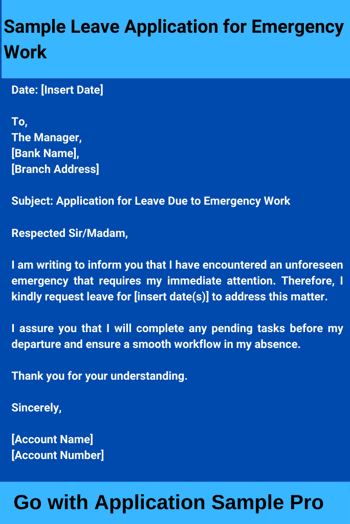 Sample Leave Application for Emergency Work