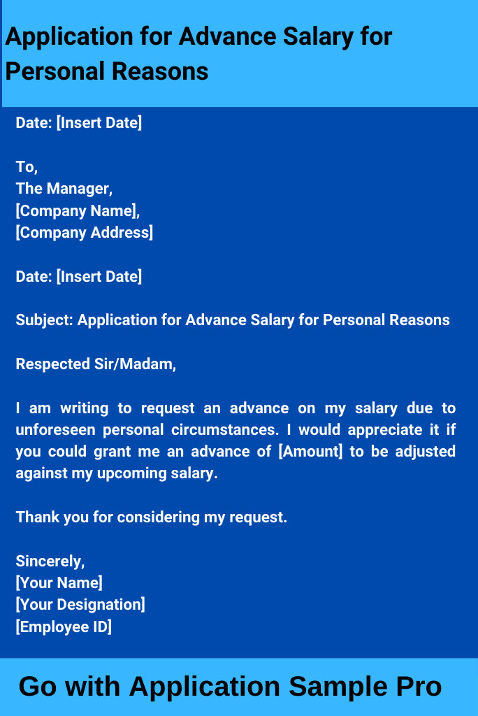 Application for Advance Salary for Personal Reasons