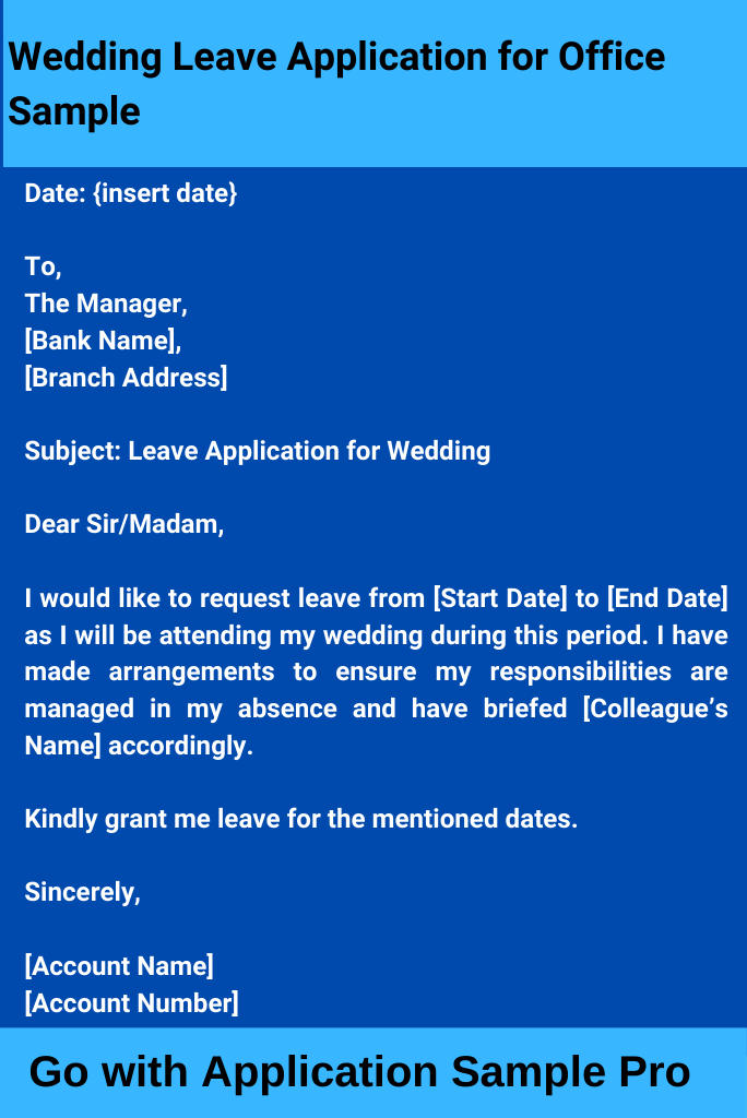 Wedding Leave Application for Office Sample