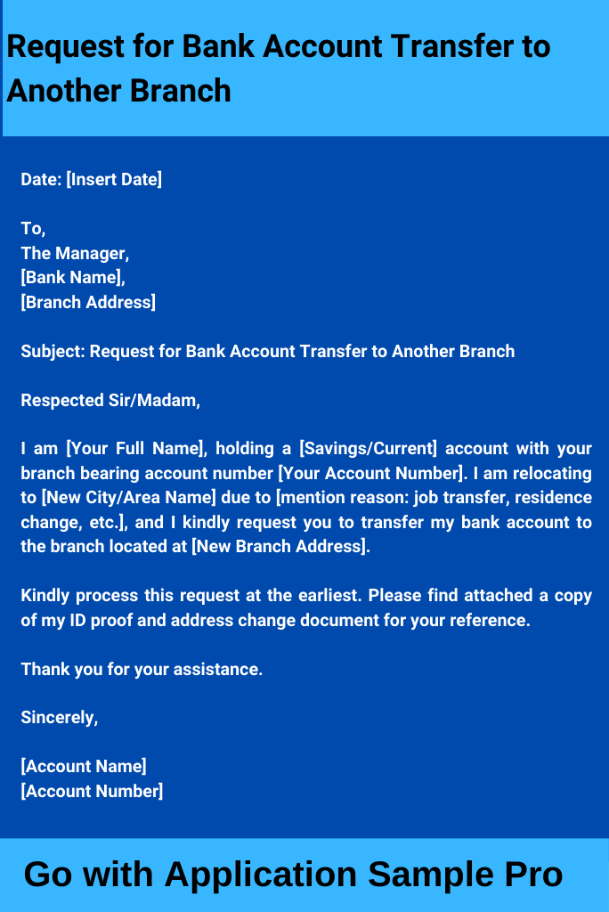 Request for Bank Account Transfer to Another Branch