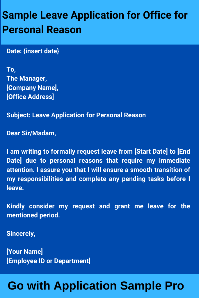 Sample Leave Application for Office for Personal Reason