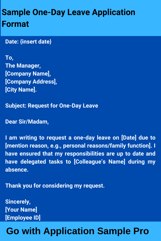Sample One-Day Leave Application Format