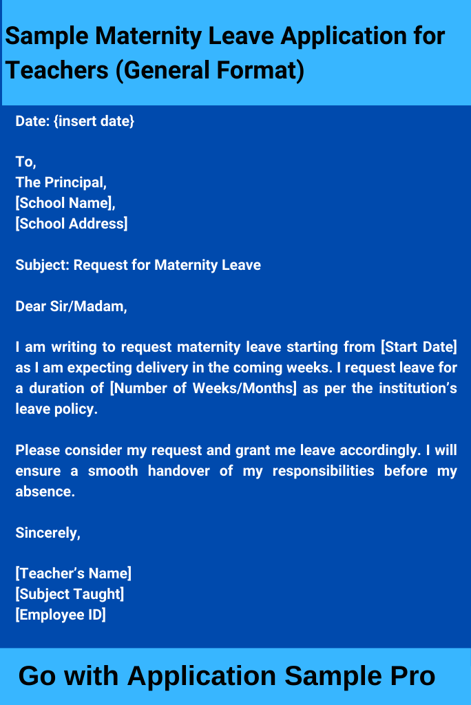 Sample Maternity Leave Application for Teachers (General Format)