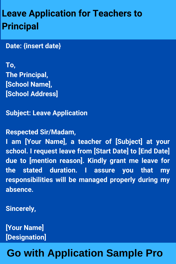 Leave Application for Teachers to Principal