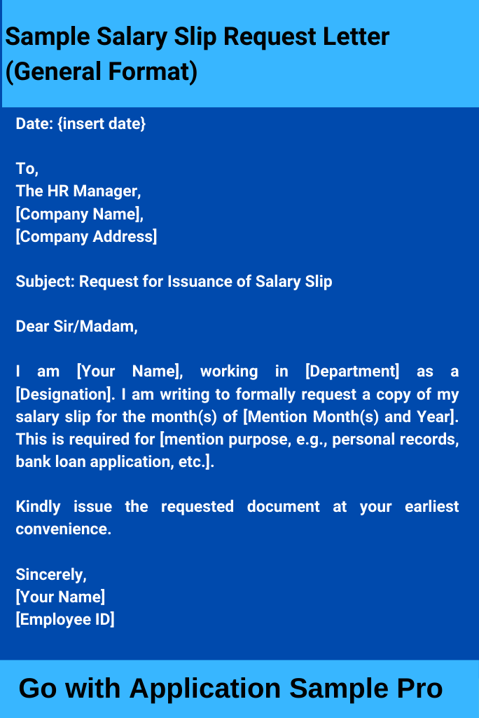 Sample Salary Slip Request Letter (General Format)