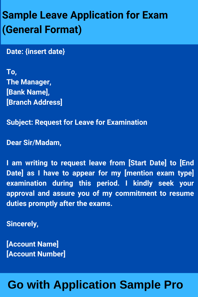 Sample Leave Application for Exam (General Format)