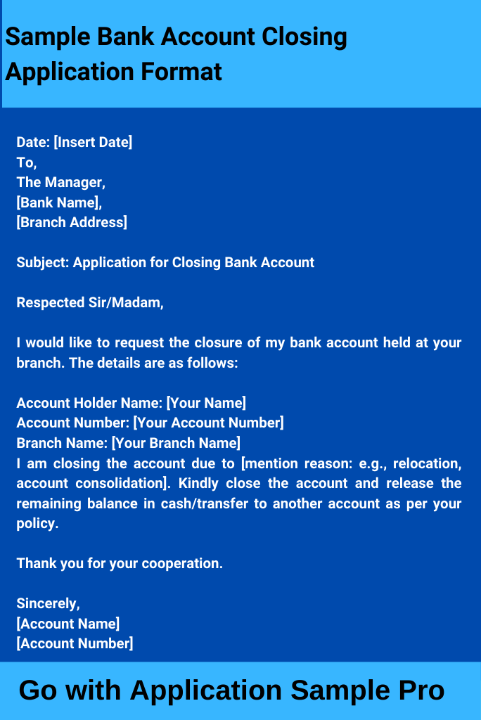 Sample Bank Account Closing Application Format