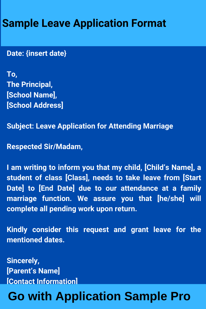 Sample Leave Application Format