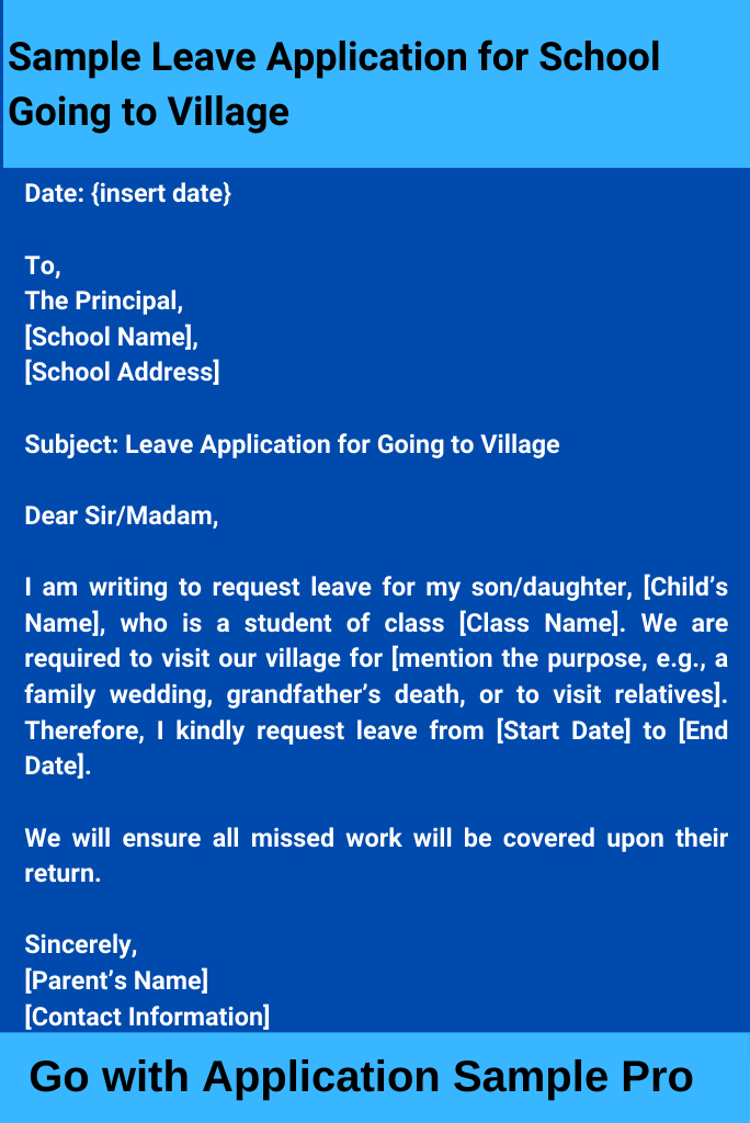 Sample Leave Application for School Going to Village