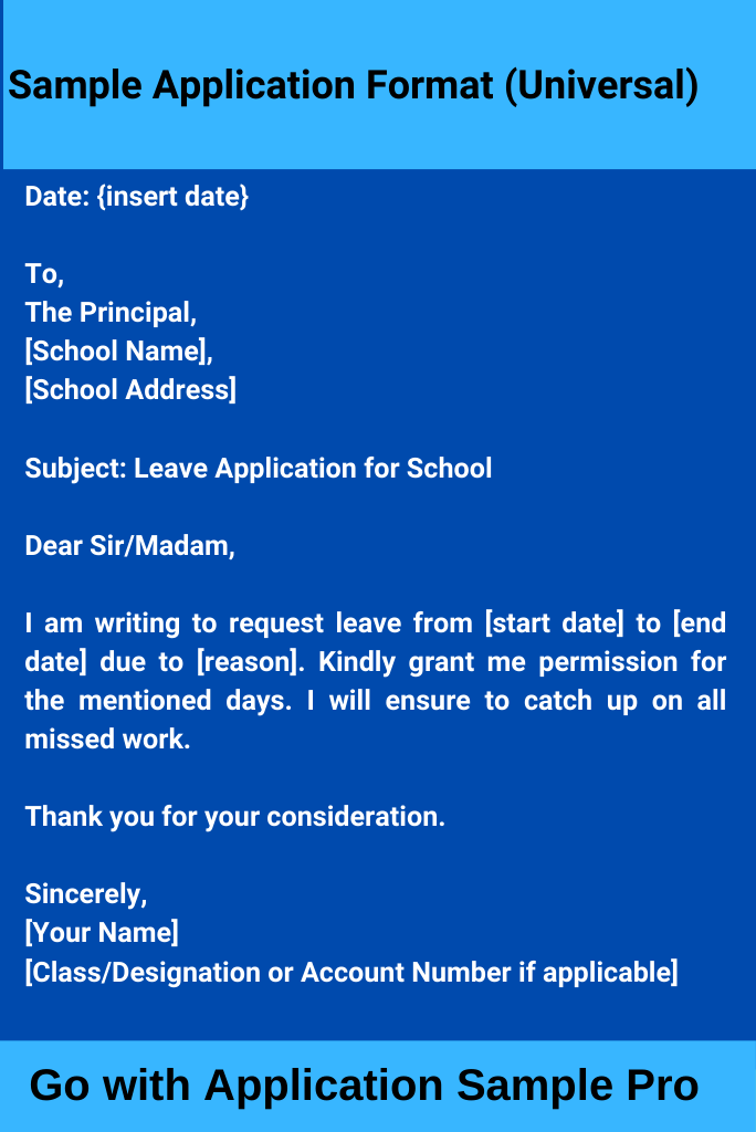 Sample Application Format (Universal)