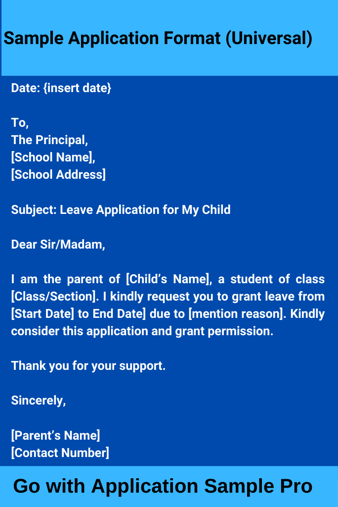 Sample Application Format (Universal)