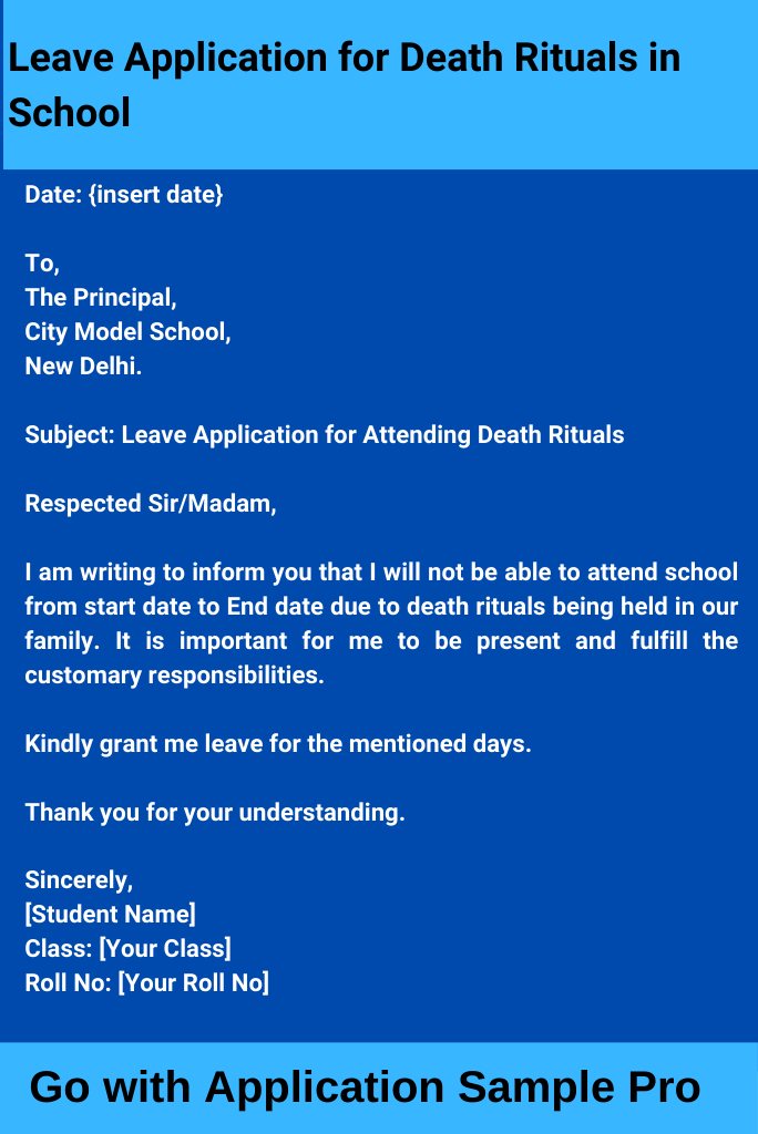 Leave Application for Death Rituals in School