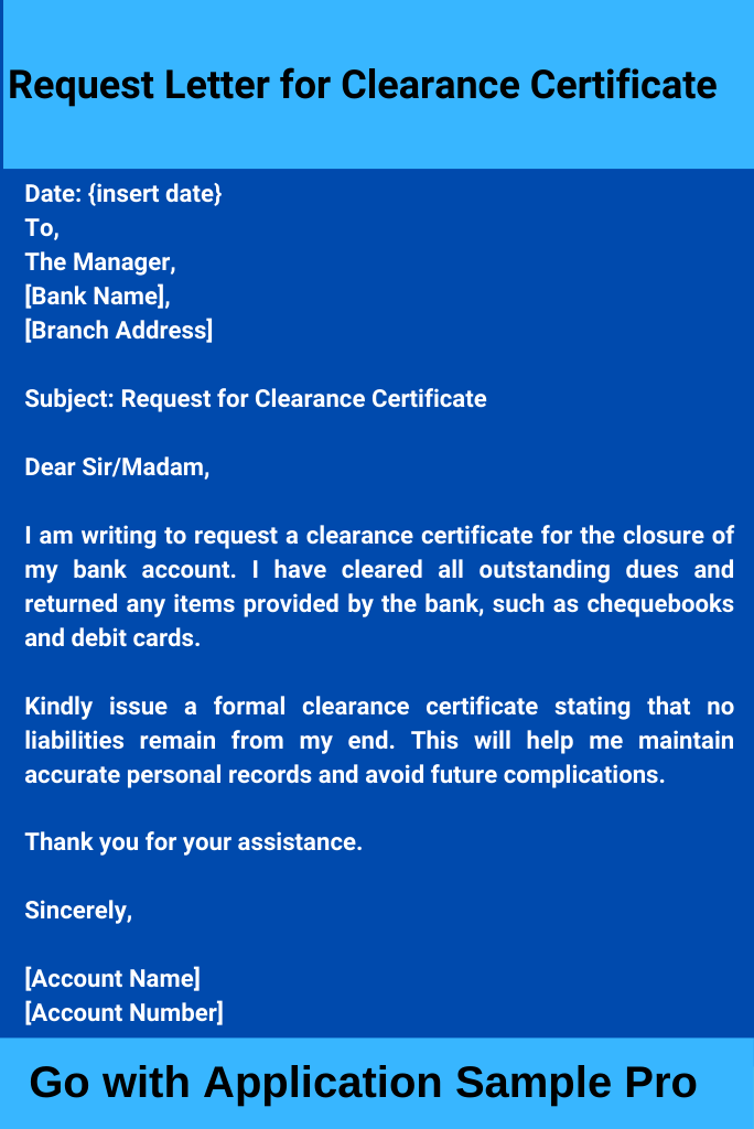 Request Letter for Clearance Certificate