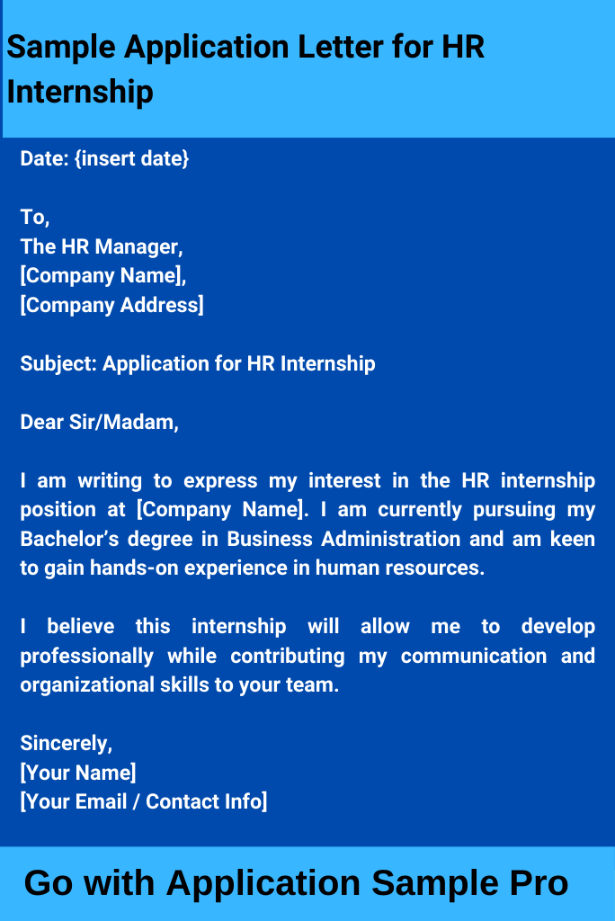 Sample Application Letter for HR Internship