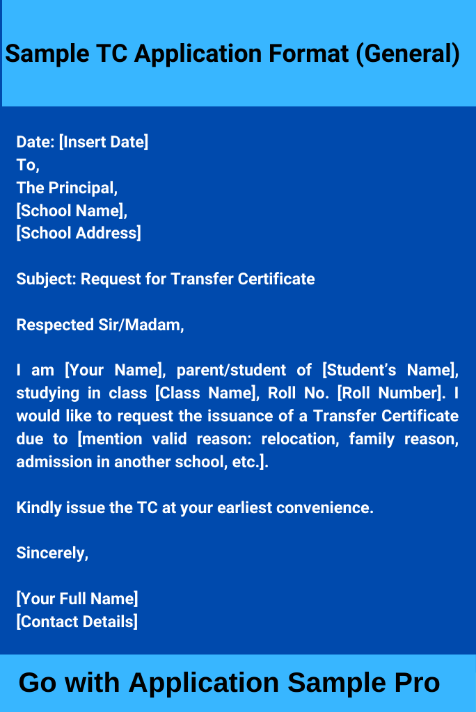 Sample TC Application Format (General)
