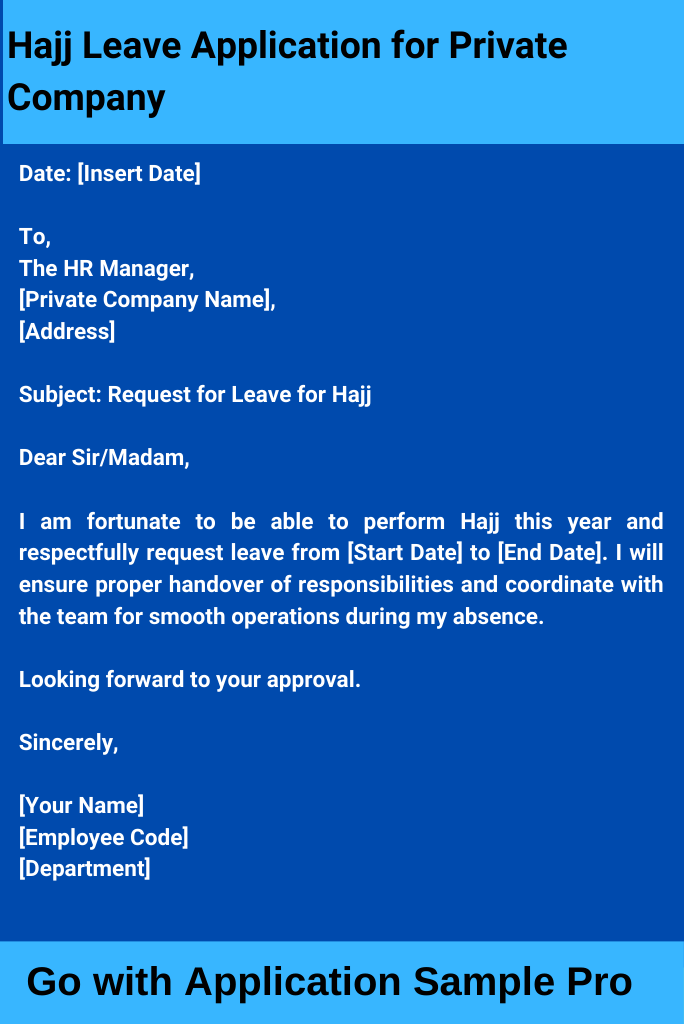 Hajj Leave Application for Private Company