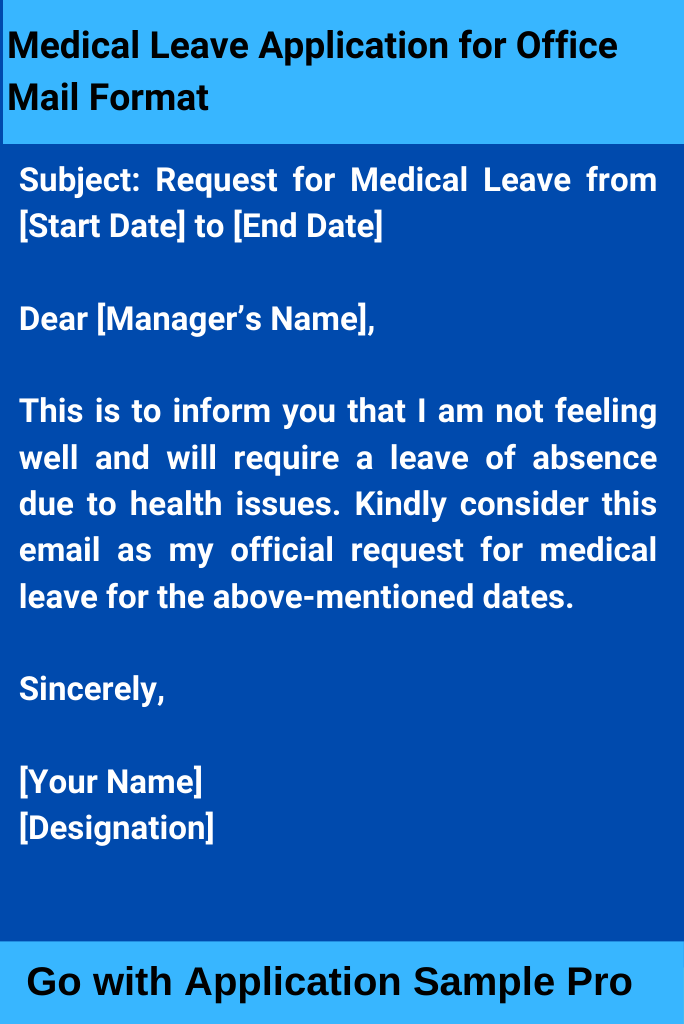 Medical Leave Application for Office Mail Format