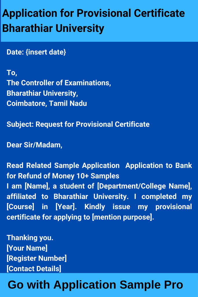 Application for Provisional Certificate Bharathiar University