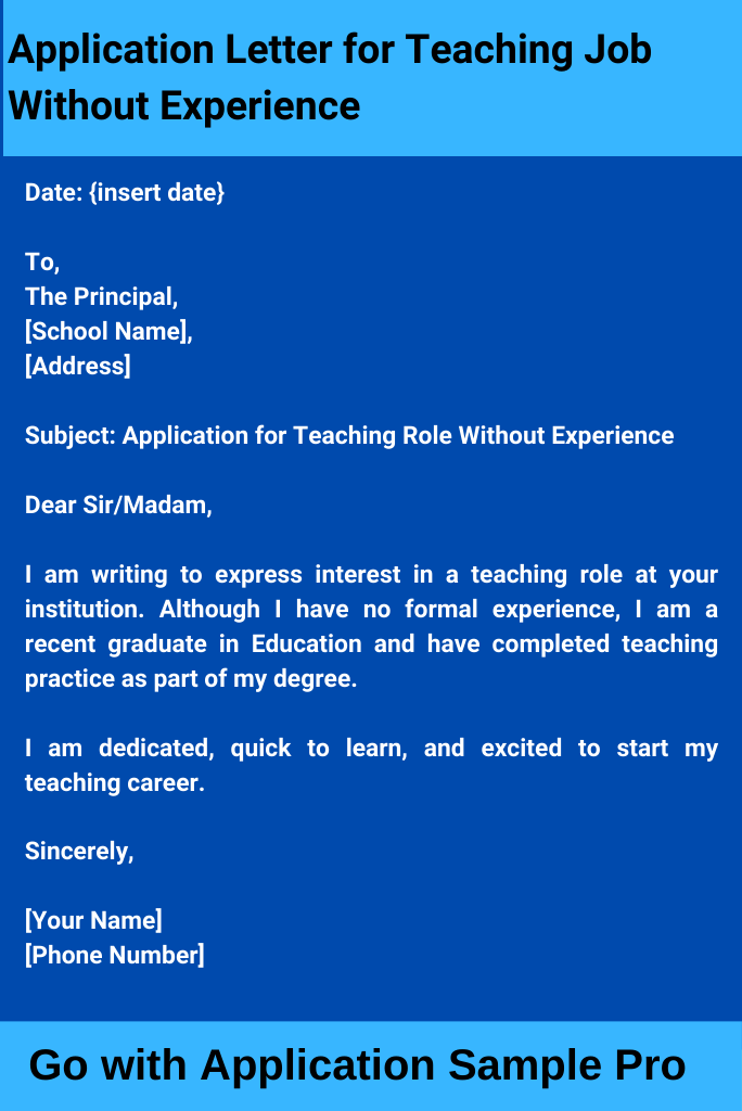 Application Letter for Teaching Job Without Experience