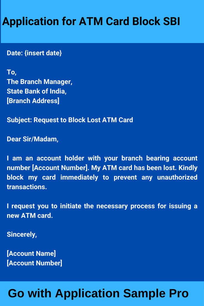 Application for ATM Card Block SBI