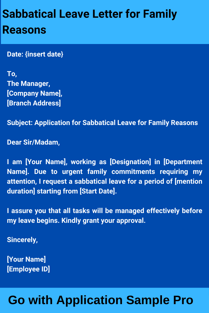 Sabbatical Leave Letter for Family Reasons