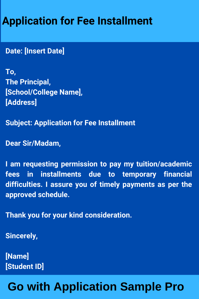 Application for Fee Installment