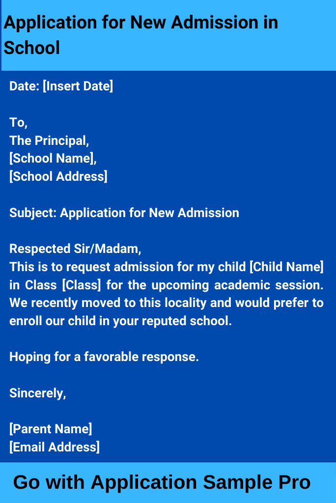 Application for New Admission in School