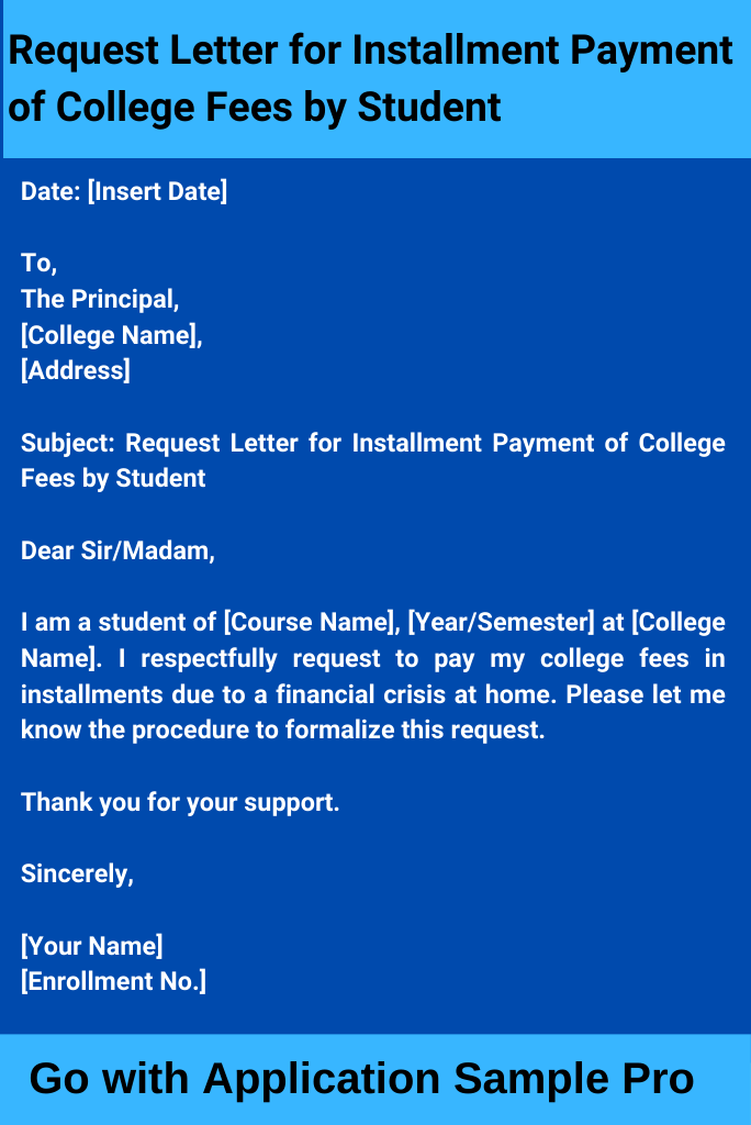 Request Letter for Installment Payment of College Fees by Student