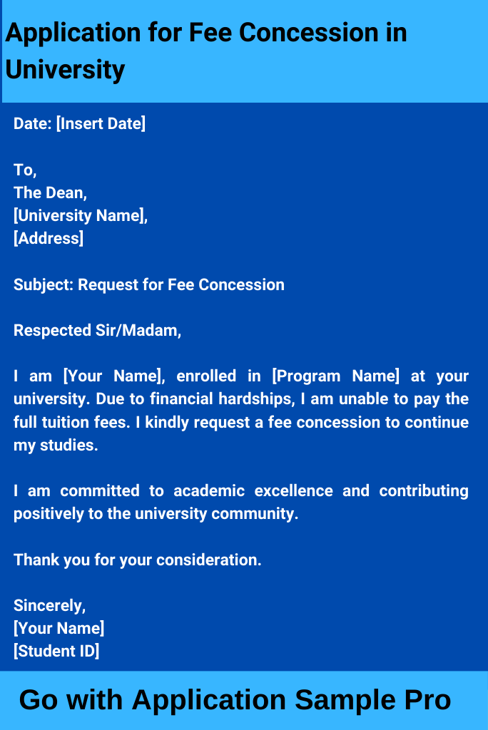 Application for Fee Concession in University