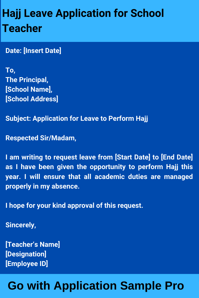 Hajj Leave Application for School Teacher