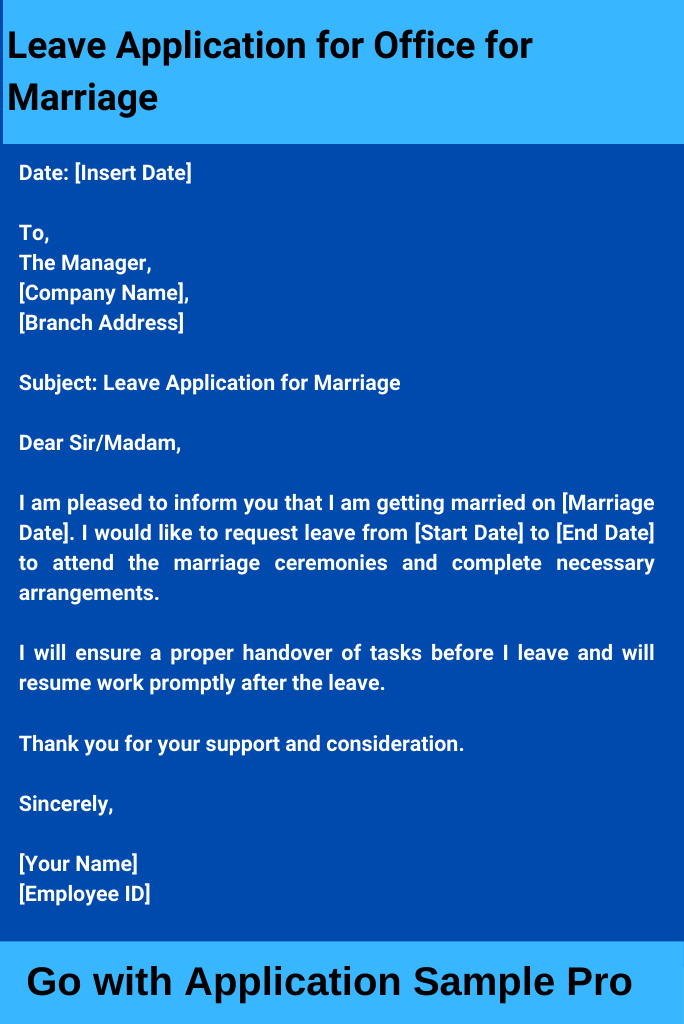 Leave Application for Office for Marriage