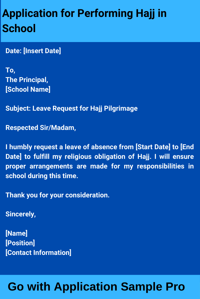 Application for Performing Hajj in School