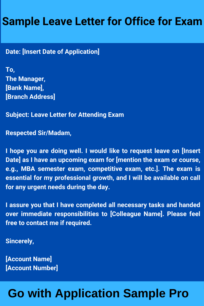 Sample Leave Letter for Office for Exam