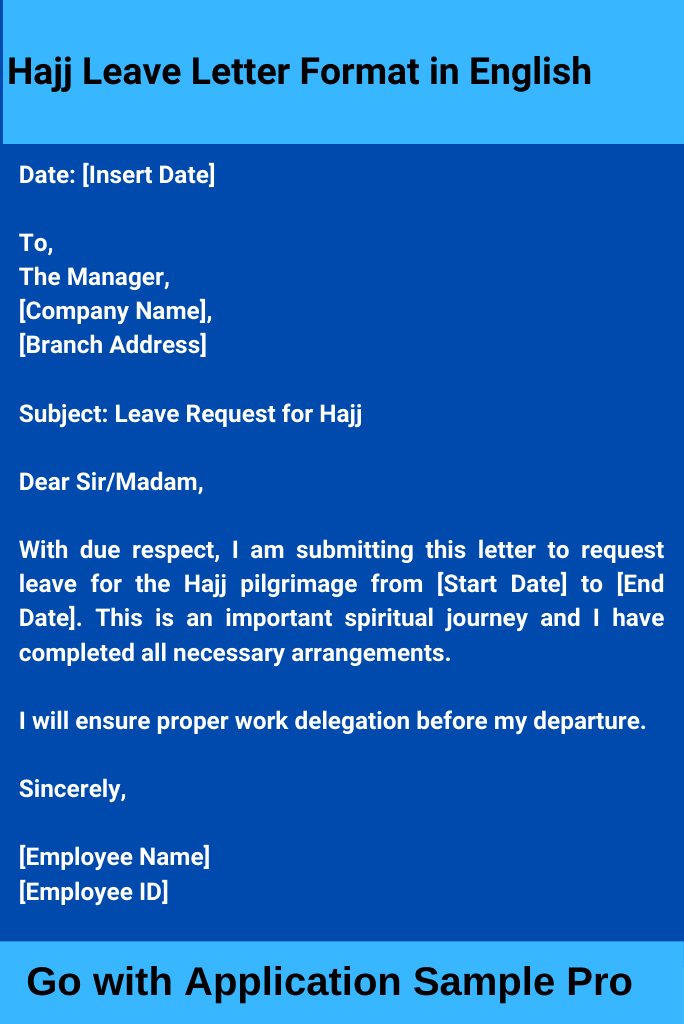 Hajj Leave Letter Format in English