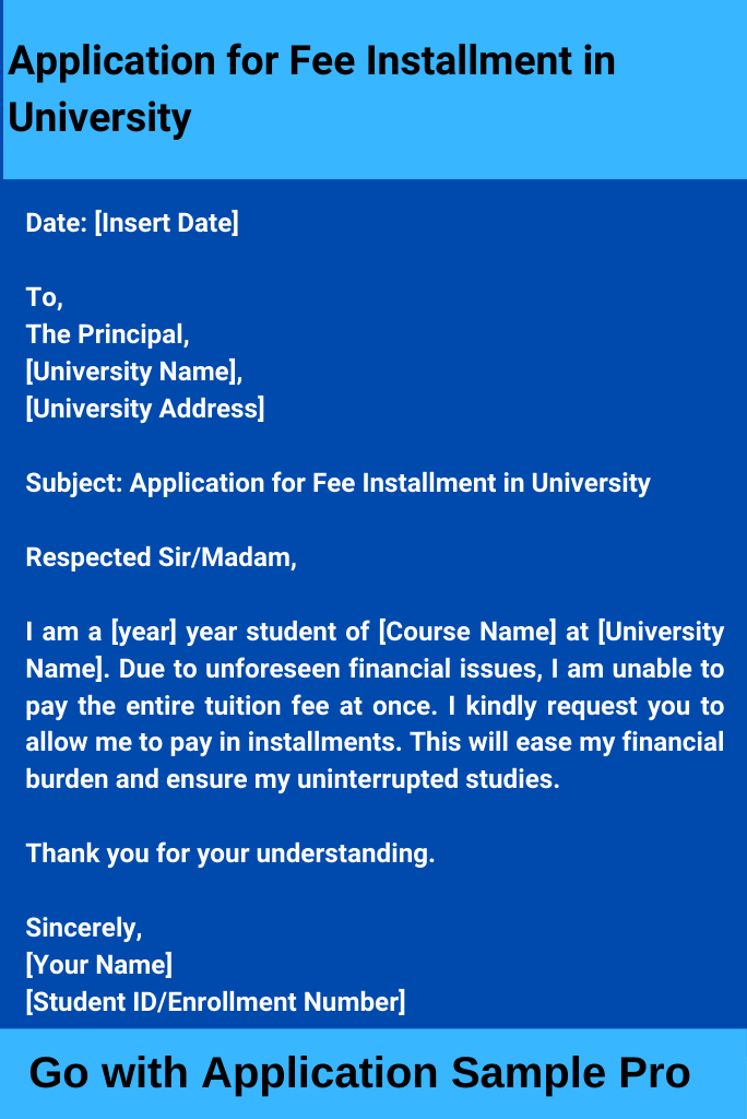 Application for Fee Installment in University