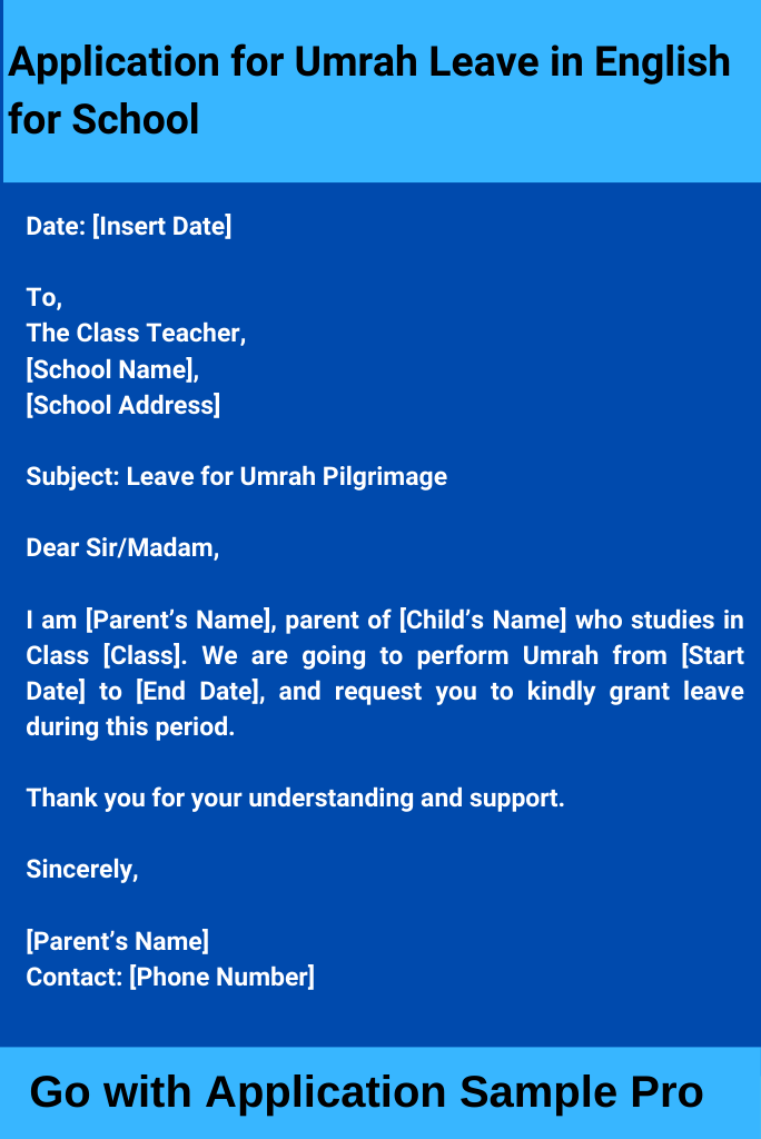 Application for Umrah Leave in English for School