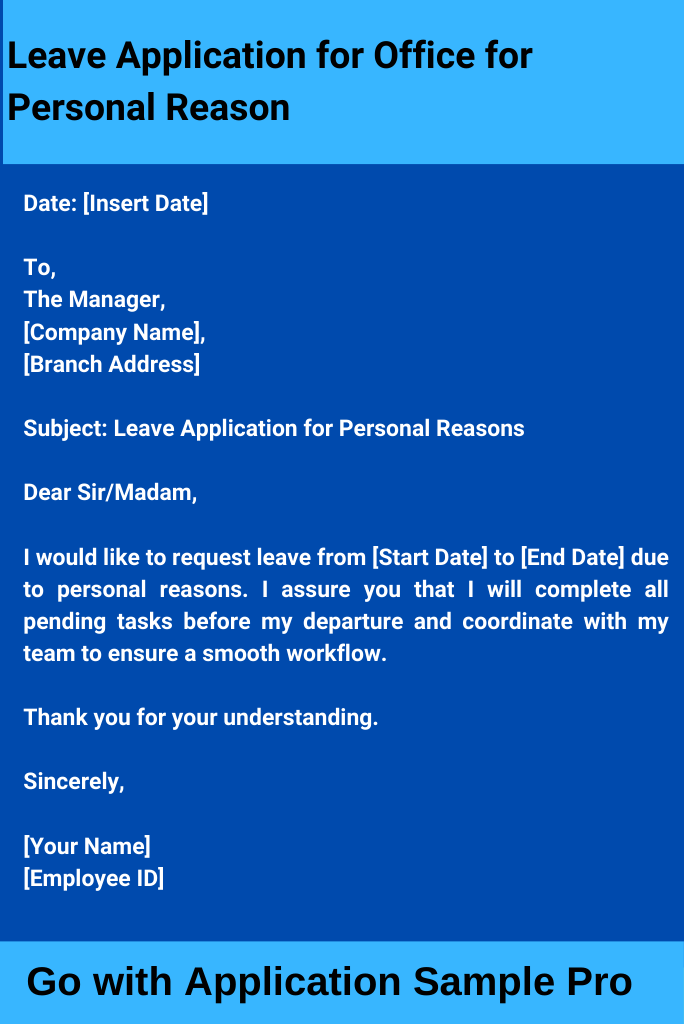 Leave Application for Office for Personal Reason