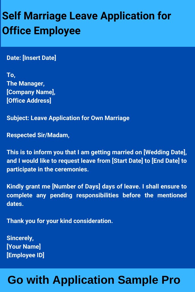 Self Marriage Leave Application for Office Employee