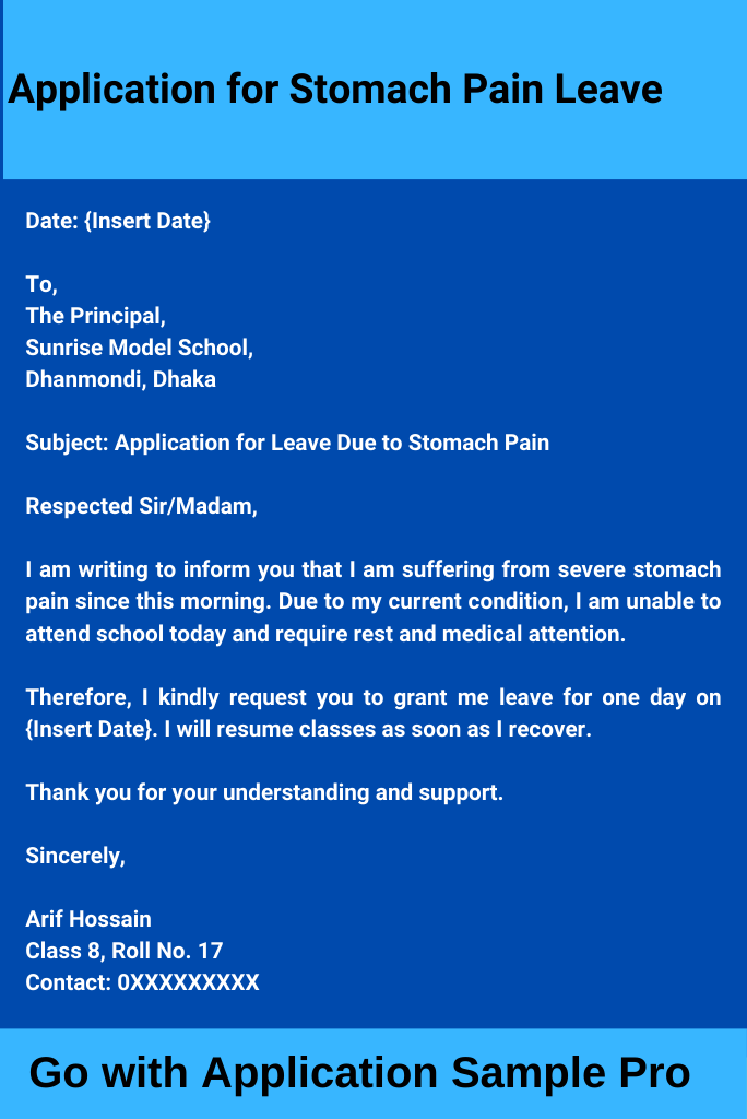 Application for Stomach Pain Leave