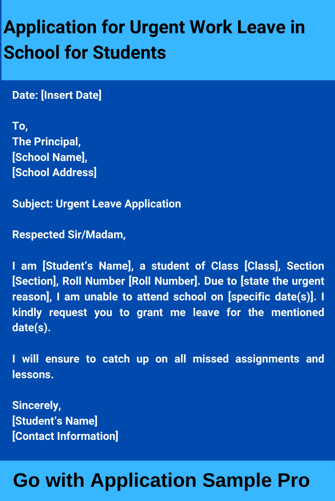 Application for Urgent Work Leave in School for Students