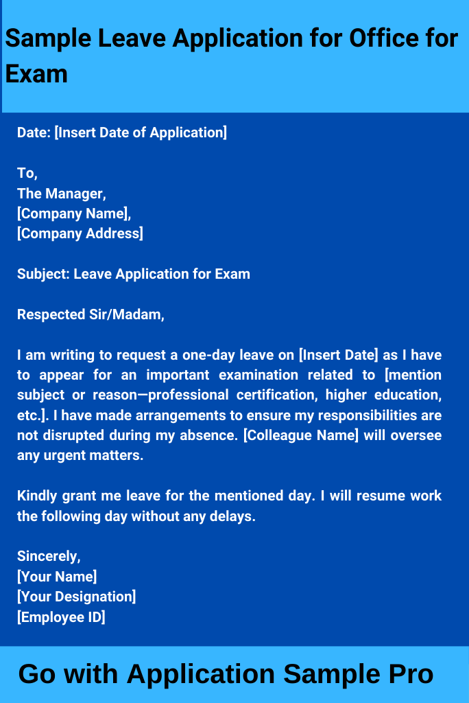 Sample Leave Application for Office for Exam