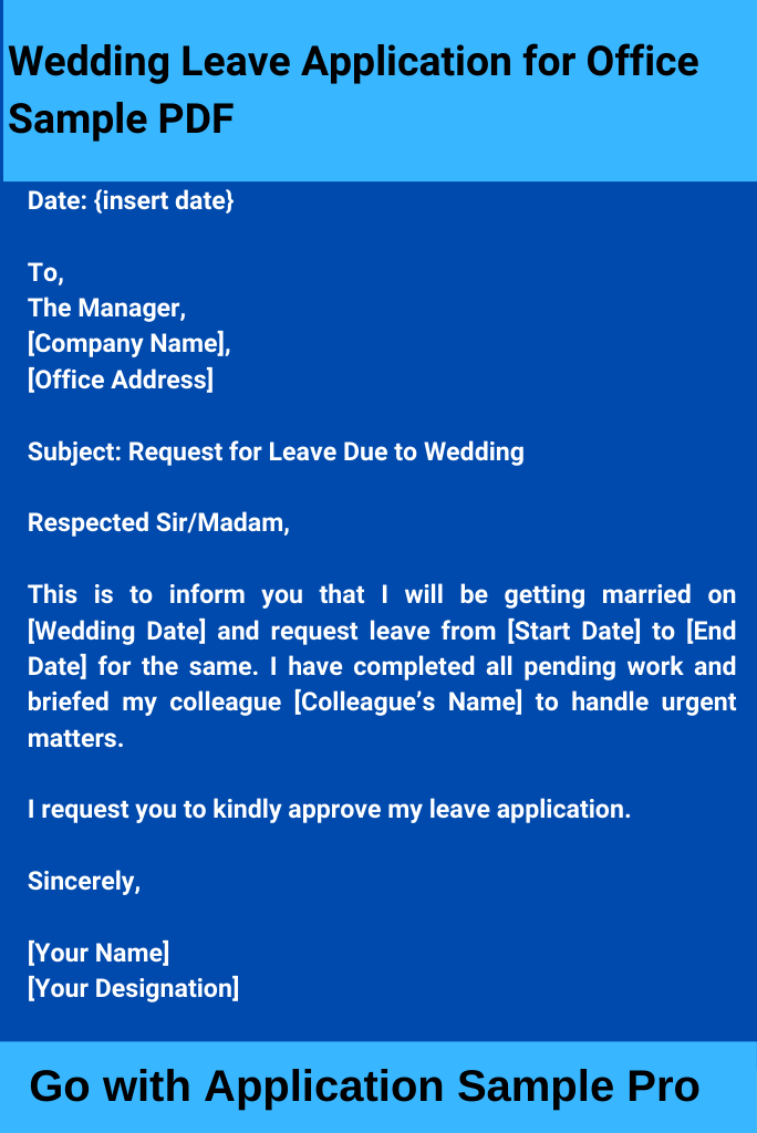 Wedding Leave Application for Office Sample PDF