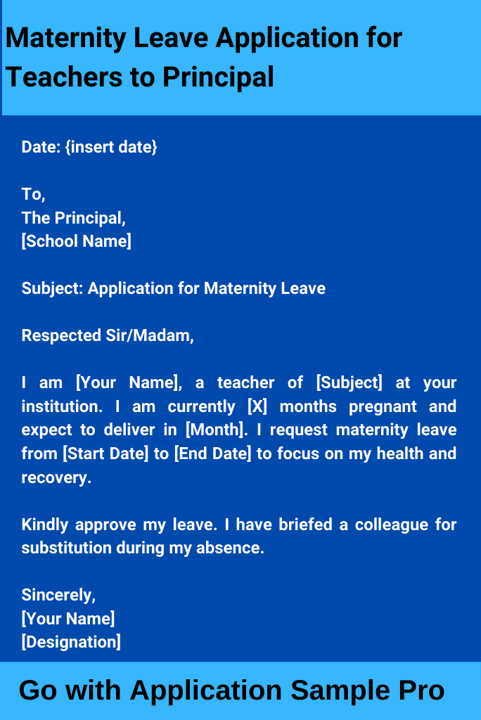 Maternity Leave Application for Teachers to Principal