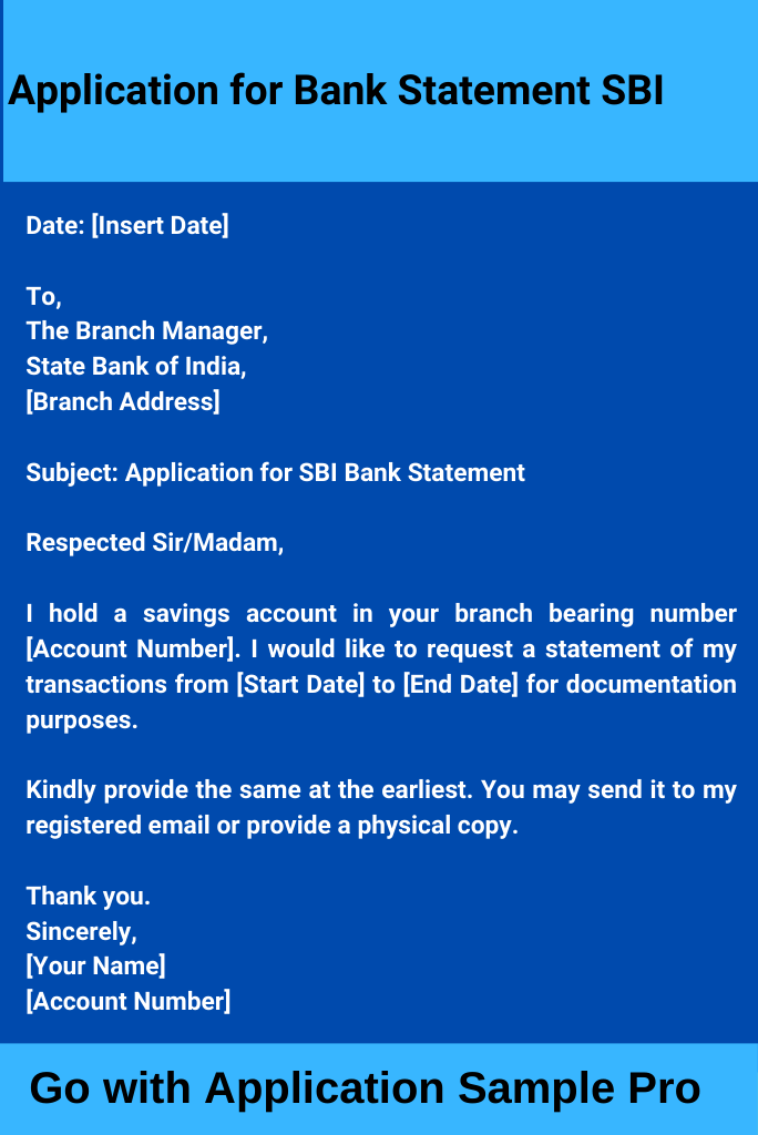 Application for Bank Statement SBI