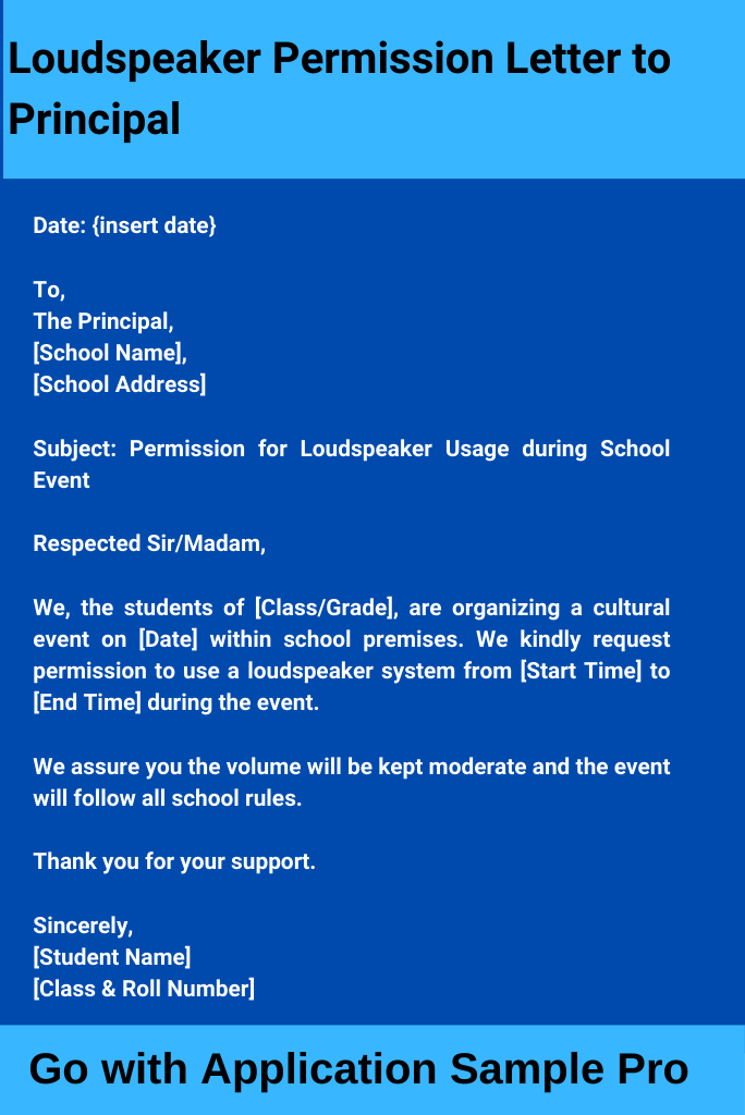 Loudspeaker Permission Letter to Principal